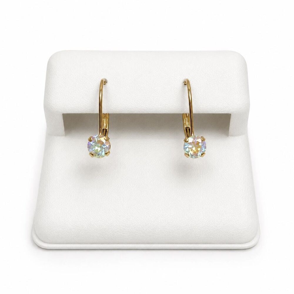 Mercury Mist Topaz 14kt Solid Yellow Gold Leverback Earrings 0.75ct TW 4mm Round